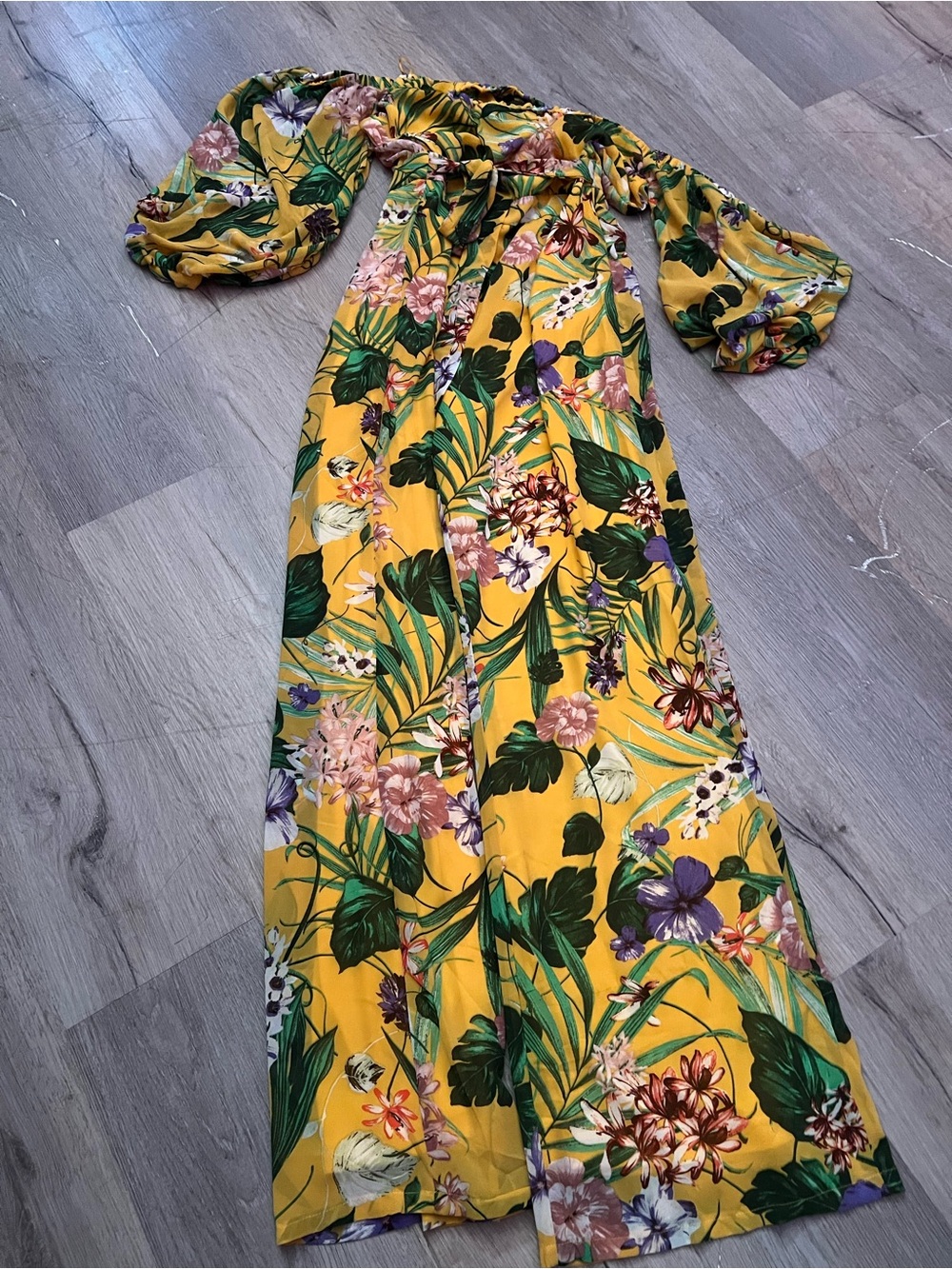 Miss Avenue Yellow Floral Off-Shoulder Jumpsuit